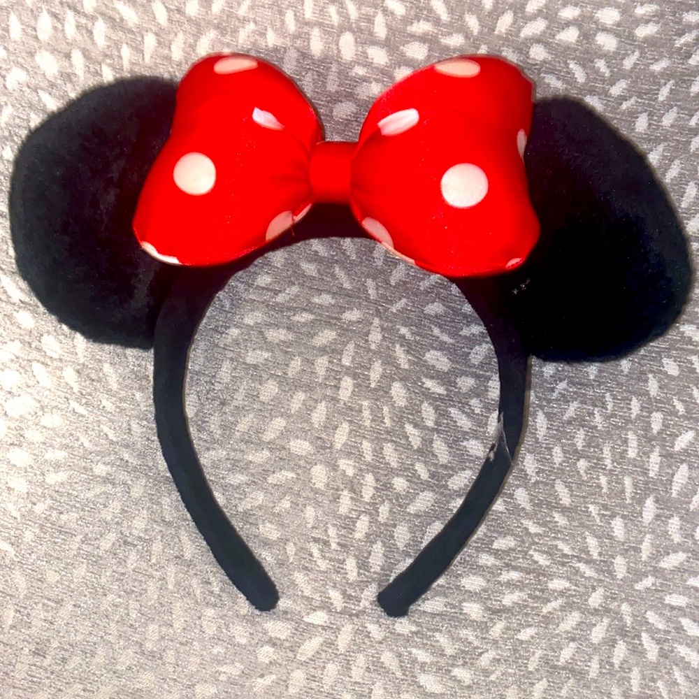 Red Polka Dot Bow Minnie Headband with Black Ears
